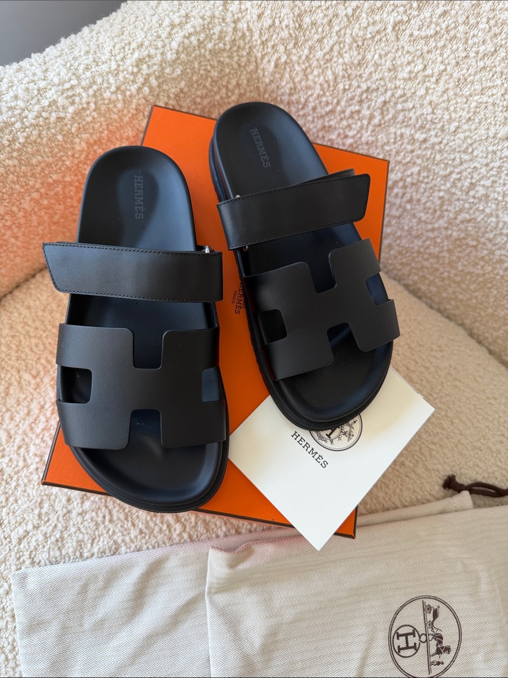Hermes Chypre sandal + Orange  Signature Gift Box with Receipt + 2 dust bags